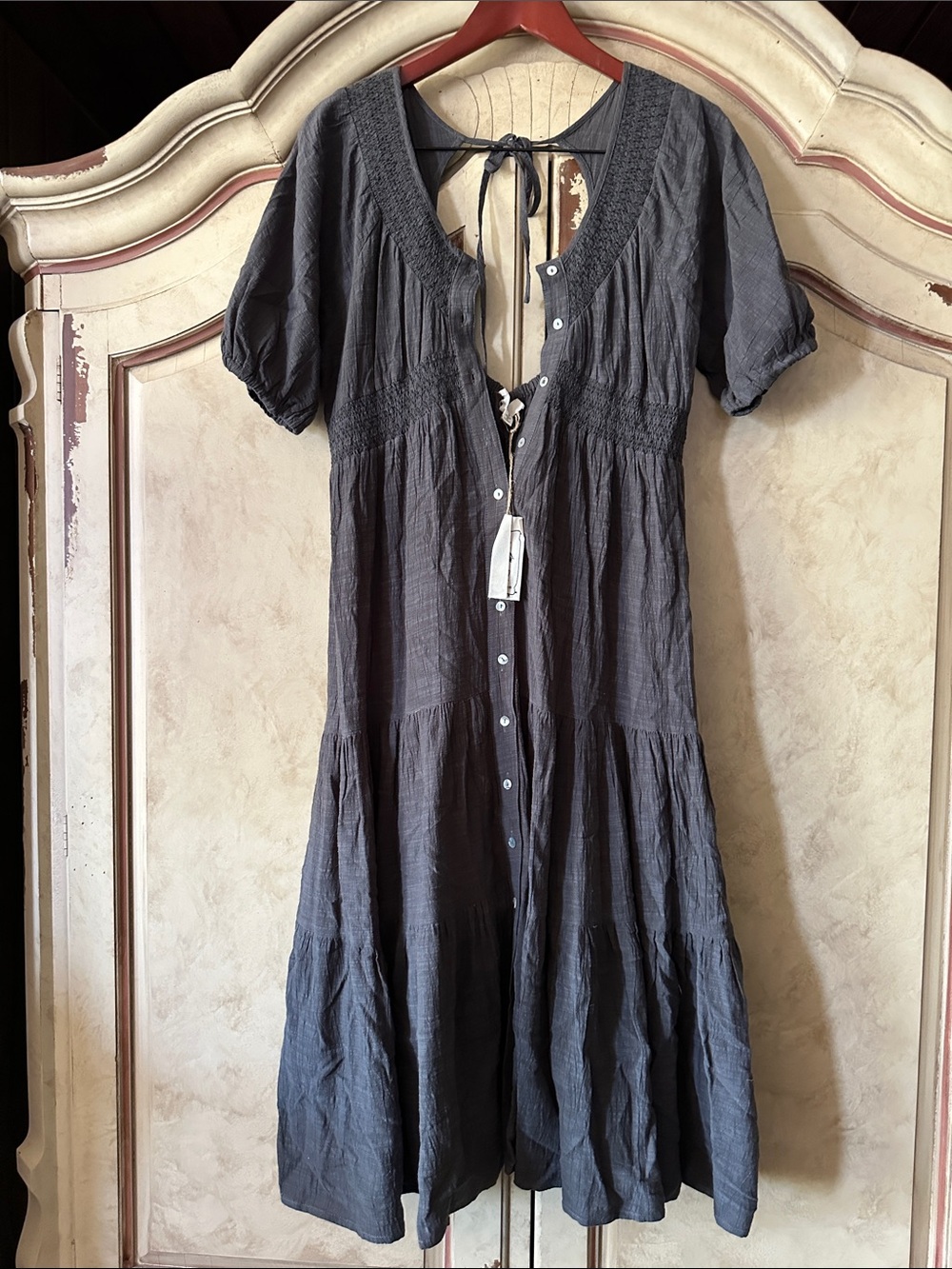 NWT Easel Los Angeles Gray Button-Front Dress Duster size Small